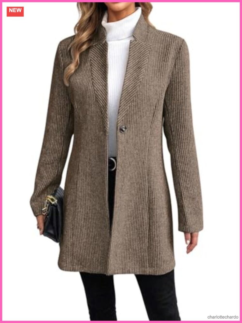 Womens Wool Blend Mid-Long Button Blazer Overcoat Stand Collar Winter Coat